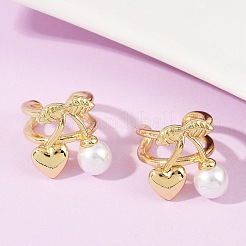 Brass Plastic Imitation Pearl Cuff Earrings&nbsp;EJEW-Q036-01G