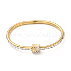 304 Stainless Steel Pave Crystal Rhinestone Screw Bangles for Women&nbsp;BJEW-E099-01G