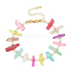 2 In 1 Dyed Natural Quartz Crystal Nuggets & Shell Pearl Beaded Necklaces&nbsp;NJEW-JN06279