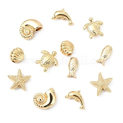 12Pcs 6 Styles Rack Plating Brass Beads&nbsp;KK-CJ0005-86