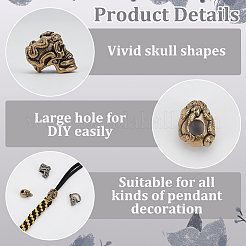 4Pcs 4 Styles Outdoor EDC Tool Brass Parachute Rope European Beads&nbsp;FIND-FG0003-73