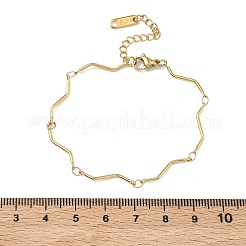 Twisted 304 Stainless Steel Bar Link Chains Bracelets for Women&nbsp;BJEW-D456-04G