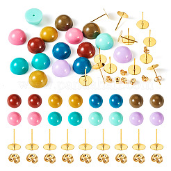 DIY Half Round Opaque Resin Stud Earring Jewelry Kits&nbsp;DIY-TA0010-78