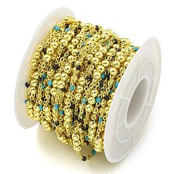 Brass Enamel Round Beaded Link Chain&nbsp;CHC-G022-07G-09