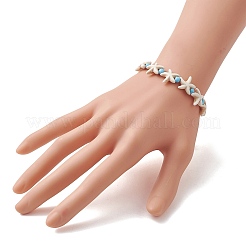 Adjustable Synthetic Turquoise Starfish Beads Braided Bead Bracelets for Women&nbsp;BJEW-JB13583