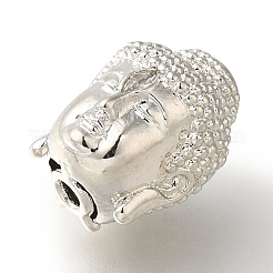 Buddha Head Rack Plating Brass Micro Pave Clear Cubic Zirconia Beads&nbsp;KK-U019-12P
