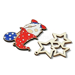16Pcs 16 Styles Spray Painted Wood Big Pendants&nbsp;WOOD-FS0001-24