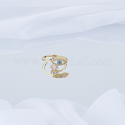 1Pc Brass Micro Pave Cubic Zirconia Cuff Rings&nbsp;RJEW-LP0010-03