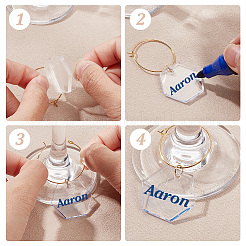 Transparent Acrylic Hexagon Wine Glass Charms&nbsp;AJEW-AB00113