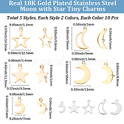 100Pcs 10 Styles 201/304 Stainless Steel Pendants&nbsp;STAS-BBC0010-49