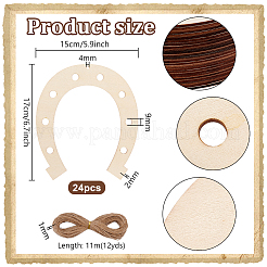 24Pcs Unfinished Blank Wooden Horseshoe Pendants Set for Painting Arts&nbsp;DIY-PH0034-16