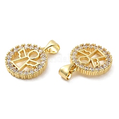 Rack Plating Brass Micro Pave Clear Cubic Zirconia Pendants&nbsp;KK-Q784-19G