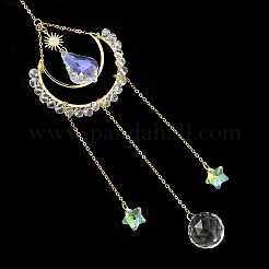 Glass Suncatcher with Brass Cable Chains & Links&nbsp;HJEW-JM04989