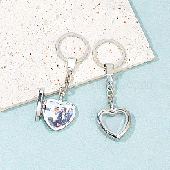 2Pcs Heart Alloy & Glass Floating Locket Pendants&nbsp;KEYC-FH00042