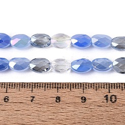 Electroplate Imitation Jade & Opaque & Transparent Glass Beads Strands&nbsp;EGLA-Q135-6x8MM-01G