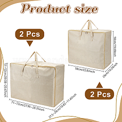 4Pcs 2 Styles Cotton and Linen Packing Zipper Bags with Handles for Travel&nbsp;ABAG-WA0001-47