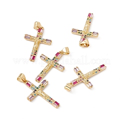 Rack Plating Brass Micro Pave Cubic Zirconia Pendants&nbsp;X-ZIRC-C040-46G-01