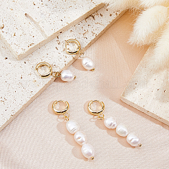 2 Pairs 2 Styles Natural Cultured Freshwater Pearl Teardrop Hoop Earrings&nbsp;EJEW-HS00007