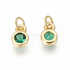 Brass with Single Cubic Zirconia Charms&nbsp;ZIRC-F095-03G-02