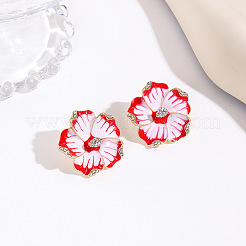 Zinc Alloy Enamel & Crystal Rhinestone Stud Earrings&nbsp;WGA6D06-02