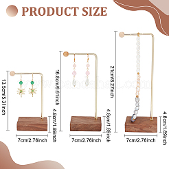 3Pcs 3 Sizes Alloy Jewelry Display Stands with Wood Base&nbsp;EDIS-WH0022-25