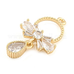 Rack Plating Brass Micro Pave Clear Cubic Zirconia Pendants&nbsp;KK-F089-10G