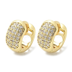 Brass Micro Pave Clear Cubic Zirconia Hoop Earrings&nbsp;EJEW-D311-103G