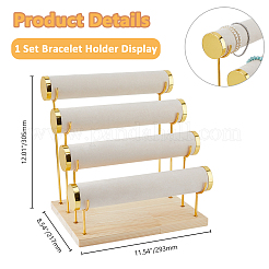 4-Tier Velvet T Bar Jewelry Bracelet Display Risers&nbsp;BDIS-WH0007-03G