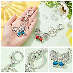 2Pcs 2 Colors Alloy Rhinestone Keychain&nbsp;KEYC-WR0001-06