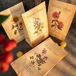 24Pcs 4 Styles Retro Rectangle Flower Paper Bags&nbsp;CARB-G009-01