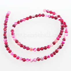 Natural Striped Agate/Banded Agate Round Bead Strands&nbsp;G-E231-02
