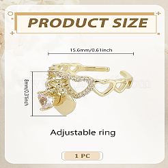 1Pc Brass Rhinestone Cuff Rings&nbsp;RJEW-LP0002-88