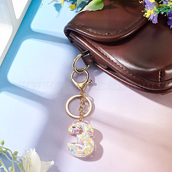 Number 3 Transparent Resin Keychains&nbsp;KEYC-TADJ0001-10C