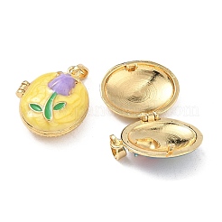 Brass Enamel Locket Pendants&nbsp;KK-F923-03B-G