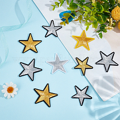 42Pcs 6 Styles Star Computerized Embroidery Cloth Iron on/Sew on Patches&nbsp;FIND-CP0002-14