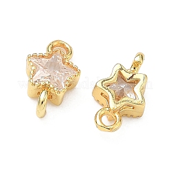 Brass Pave Cubic Zirconia Star Connector Charms&nbsp;LS-KK-P348-08G-03