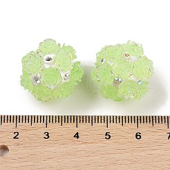Handmade Polymer Clay Rhinestone Beads with Embossed Acrylic Rose&nbsp;CLAY-H004-06B