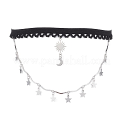 Brass Sun Moon Star Tassel Thigh Leg Chains&nbsp;AJEW-AN00637-02