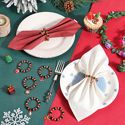 Christmas Theme Glass Beaded Napkin Rings&nbsp;AJEW-SC00029