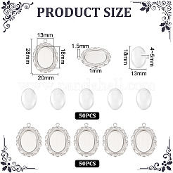 50Pcs 316 Surgical Stainless Steel Pendant Cabochon Settings&nbsp;STAS-UN0049-60