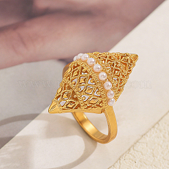 Brass with Plastic Pearls Finger Rings for Women&nbsp;ZR2109