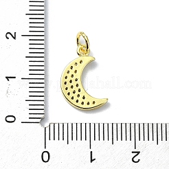 Moon Theme Brass Micro Pave Clear Cubic Zirconia Charms&nbsp;KK-H475-57G-06