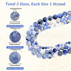 3Strands 3 Styles Natural Sodalite Round Bead Strands&nbsp;G-PA0001-41