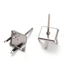 Non-Tarnish 304 Stainless Steel Stud Earring Settings&nbsp;STAS-B004-04P-A