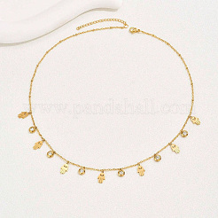 Religion Stainless Steel Hollow Multi-Hamsa Hand Pendant Necklaces for Women&nbsp;SW4671