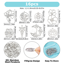 16Pcs 8 Styles 201 Stainless Steel Pendants&nbsp;STAS-HS0001-85