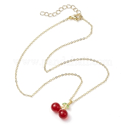 Cherry Lampwork Pendant Necklaces & Heart Link Bracelets Sets&nbsp;SJEW-JS01299