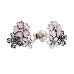 925 Sterling Silver Enamel Stud Earrings&nbsp;EJEW-FF0006-02