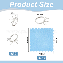 1Pc Adjustable Rhodium Plated 925 Sterling Silver Ring Findings&nbsp;STER-UN0001-19