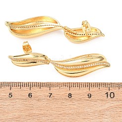 Brass Micro Pave Clear Cubic Zirconia Dangle Stud Earrings for Women&nbsp;EJEW-F418-23G